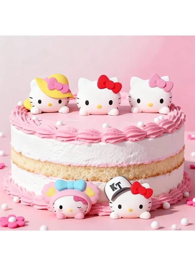 Hello Kitty 5 pcs Kitty Toppers, Kitty Cake, Car, Decorations, Figures for Women Girls for Home Garden Office - Image 1