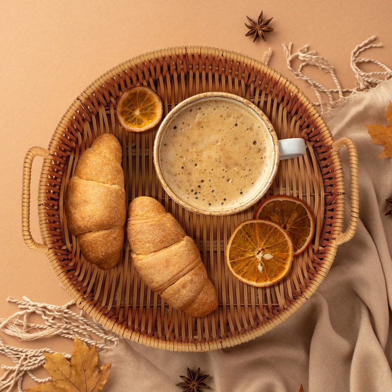 Ferraycle 3 Pcs Rattan Serving Tray with Handles Woven Wicker Tray Round Shallow Rattan Basket Fruit Tray Decor for Serving(Brown) - Image 3