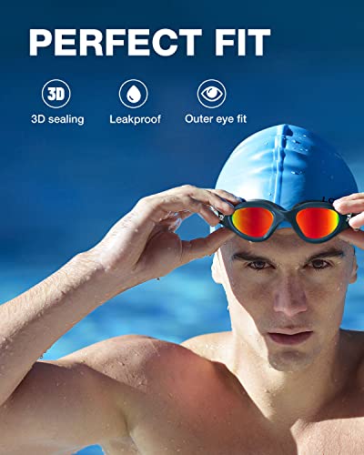 ZIONOR Swim Goggles, G1 Polarized Swimming Goggles UV Protection Leakproof Anti-fog Adjustable Strap for Adult Men Women (Polarized Mirror Red Lens) - Image 3