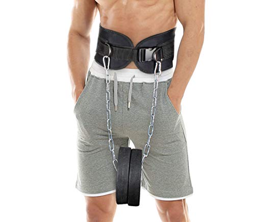 HemeraPhit Pull-up Belt Weighted Dip Belt with Chain Double D-ring Weightlifting Back Support Strap Home Gym Equipment Waist Belt (with plastic buckle) - Image 1
