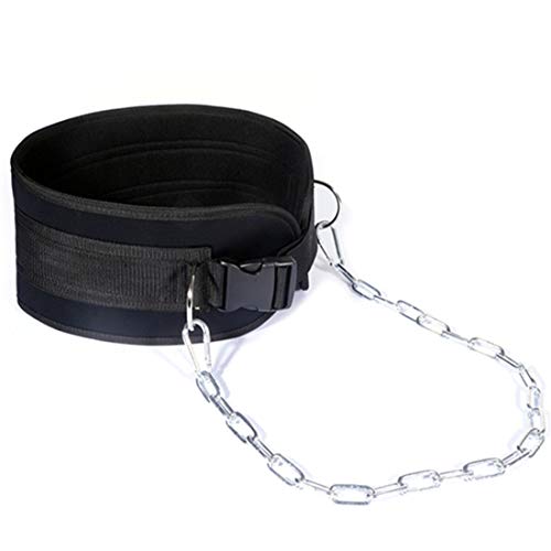 HemeraPhit Pull-up Belt Weighted Dip Belt with Chain Double D-ring Weightlifting Back Support Strap Home Gym Equipment Waist Belt (with plastic buckle) - Image 2