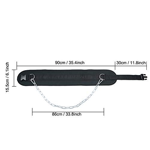 HemeraPhit Pull-up Belt Weighted Dip Belt with Chain Double D-ring Weightlifting Back Support Strap Home Gym Equipment Waist Belt (with plastic buckle) - Image 4