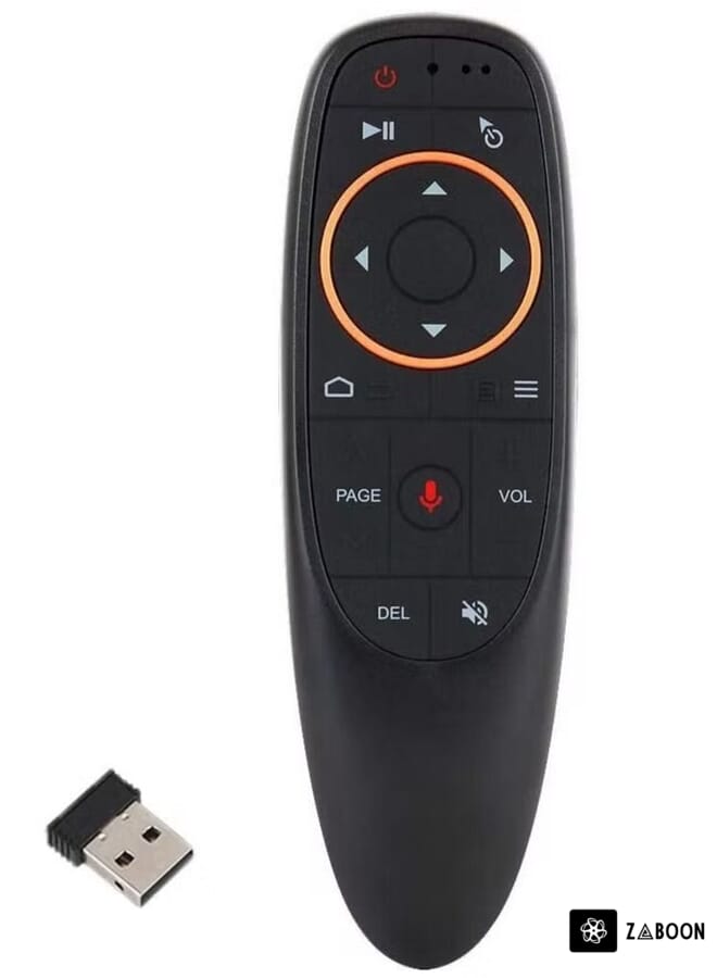 Zaboon Remote Air Mouse Remote, 2.4G RF Wireless Remote Control with 6 Axis Gyroscope and IR Learning, Air Fly Mouse with Voice Input for Android TV Box/PC/Smart TV/HTPC/Projector