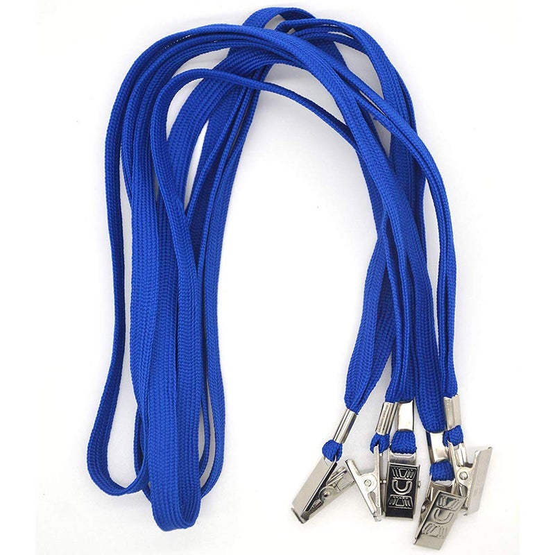 Bird Fiy Blue Lanyards 100 Pack Bulk Badge Lanyards with Clip Neck Flat Lanyard with Badge Lanyard Bulldog Clip - Image 3