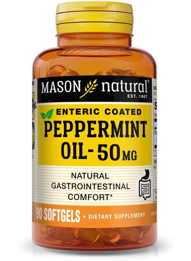 MASON Natural Peppermint Oil 50 Mg Enteric Coated - Natural Gastrointestinal Comfort, Supports A Healthy Gut, Bowel Soothing Dietary Supplement, 90 Softgels 