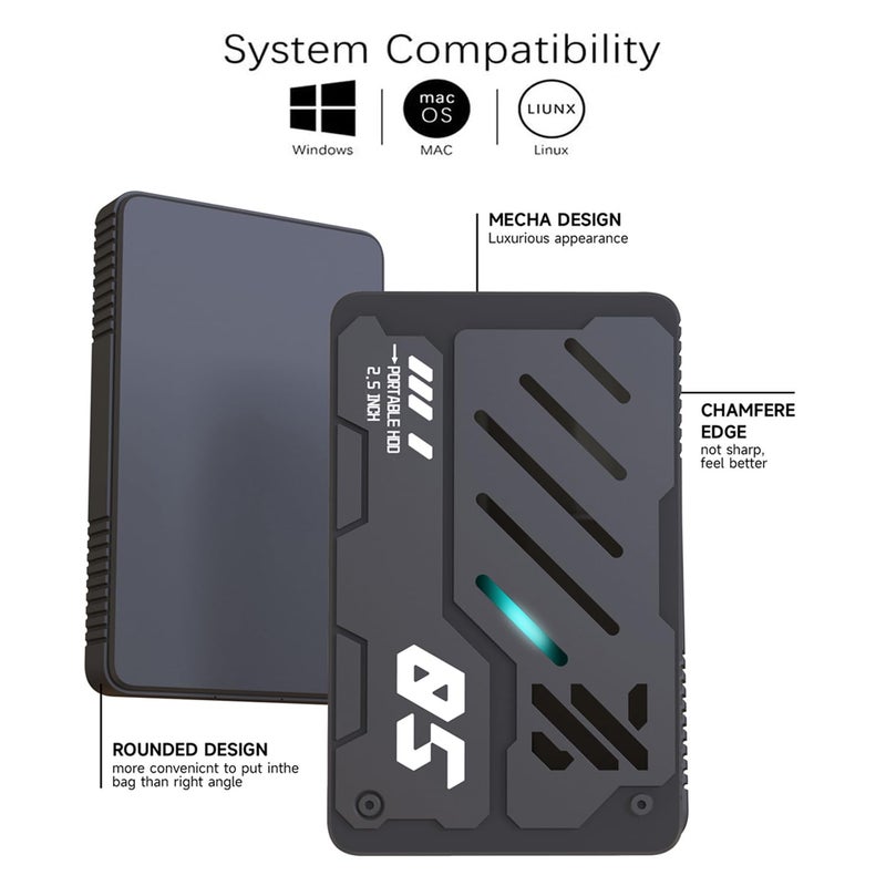 Tianken Ultra Slim Portable External Hard Drive USB 3.1 Type C HDD Storage for PC, Laptop, Mac, Xbox one, PS4, PS5 (1TB) - Image 2