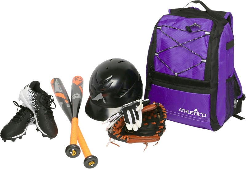 Athletico Youth Baseball Bag - Bat Backpack for Baseball, T-Ball & Softball Equipment & Gear | Holds Bat, Helmet, Glove | Fence Hook - Image 2
