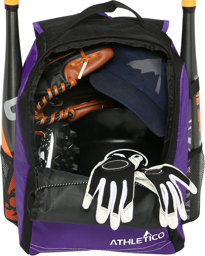 Athletico Youth Baseball Bag - Bat Backpack for Baseball, T-Ball & Softball Equipment & Gear | Holds Bat, Helmet, Glove | Fence Hook - Image 3