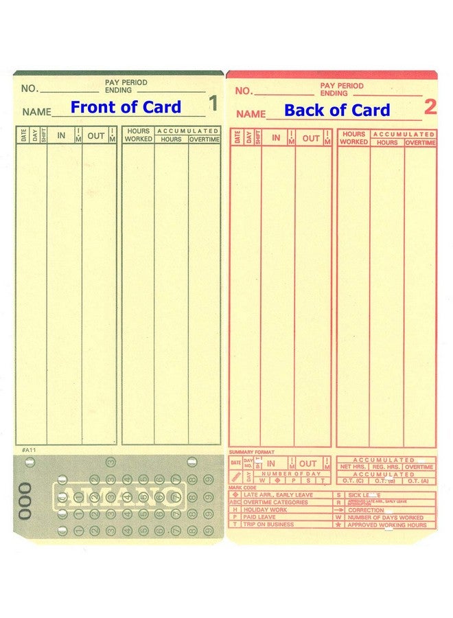 COMPUMATIC (1000) Amano Mjr-7000 And Mjr-8000 Time Clock Cards, 000-099 Number Series