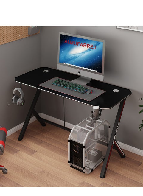 Gaming Desk For Gamers And Computer Desk And Home Office Desk Gaming Table High Quality For Heavy Use With Cable Management System For Organization And With Cup Holder And With Headphones Hanger Hook - 120x60 cm