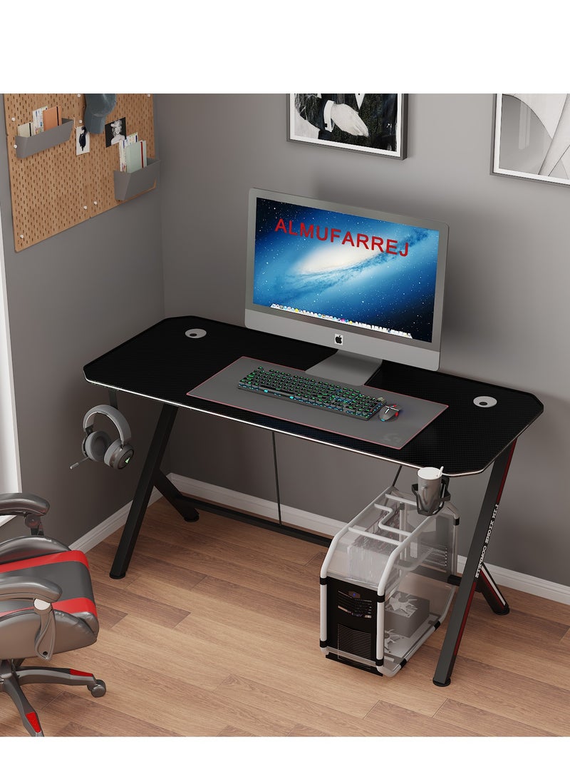 Gaming Desk For Gamers And Computer Desk And Home Office Desk Gaming Table High Quality For Heavy Use With Cable Management System For Organization And With Cup Holder And With Headphones Hanger Hook - 120x60 cm