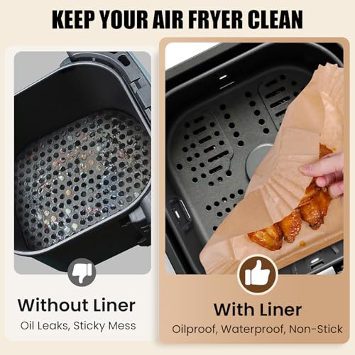 OLESBUR Air Fryer Liners Disposable, 200Pcs 8 Inch Airfryer Paper Liners, Unbleached Parchment Paper for Air Fryer Basket, Non-Stick Air Fryer Accessories, Liners for Baking, Parchment Paper Sheets - Image 2