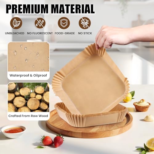 OLESBUR Air Fryer Liners Disposable, 200Pcs 8 Inch Airfryer Paper Liners, Unbleached Parchment Paper for Air Fryer Basket, Non-Stick Air Fryer Accessories, Liners for Baking, Parchment Paper Sheets - Image 5