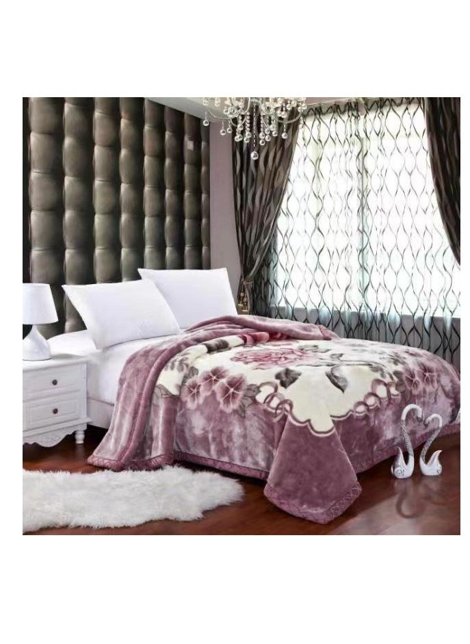 BAIG Winter thickened Raschel blanket double layer blanket wedding Super King Size blanket outdoor camping travel Polyester Double Layer Solid mink Blanket 200*230CM-Multicolour  - Image 1
