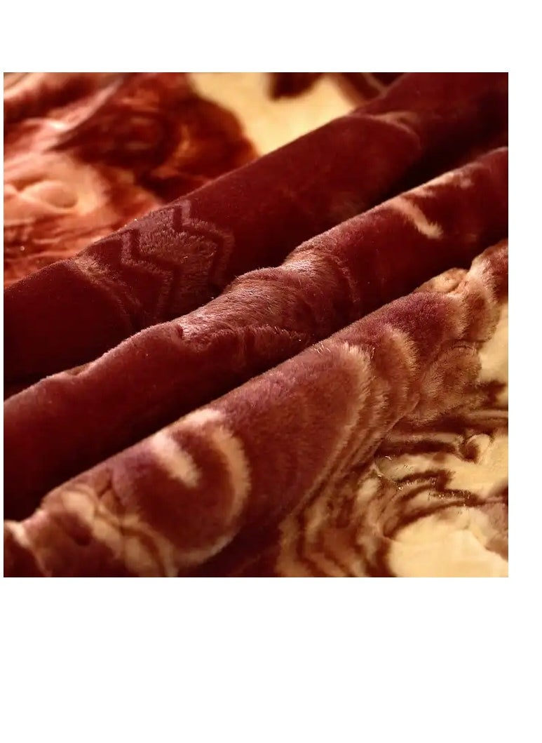 BAIG Winter thickened Raschel blanket double layer blanket wedding Super King Size blanket outdoor camping travel Polyester Double Layer Solid mink Blanket 200*230CM-Multicolour  - Image 2