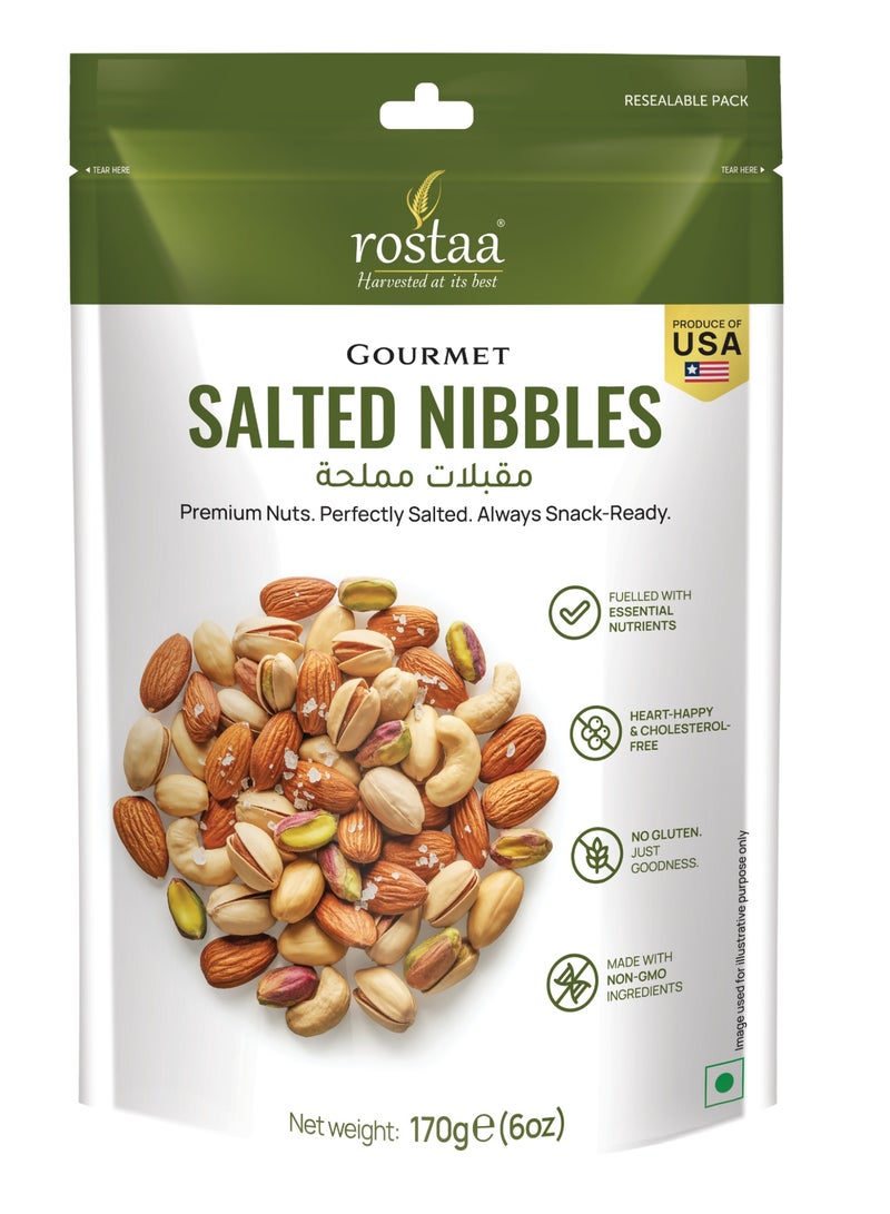 Rostaa Salted Nibbles 170g – Crunchy Roasted Salted Nuts, Protein-Rich Snack - Image 1