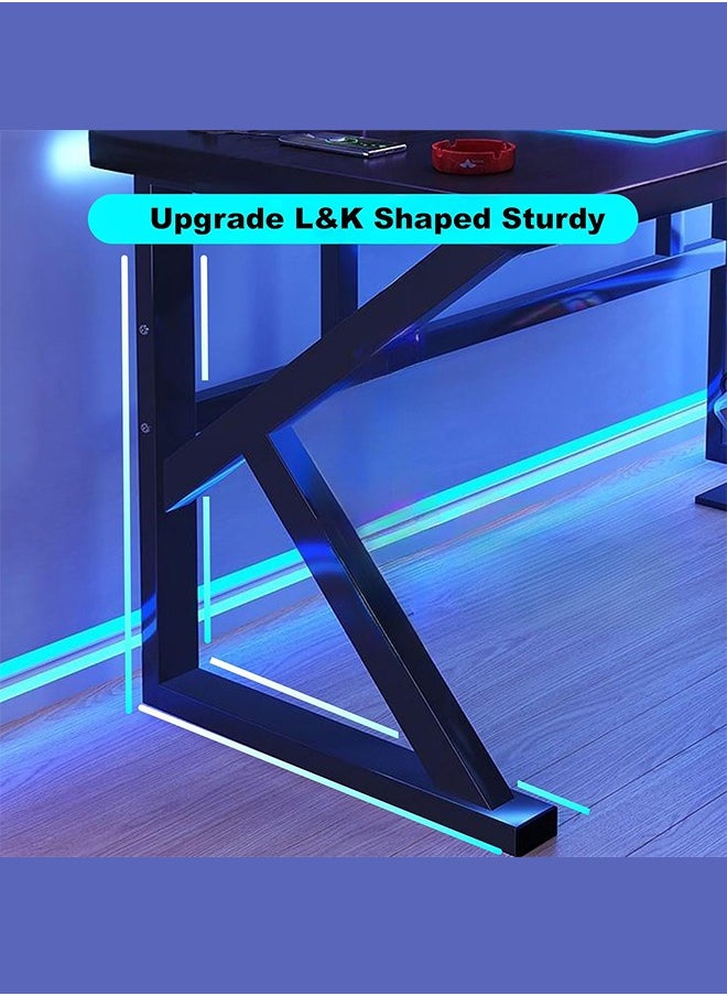 WEMART - Gaming Desk,Office Desk,Standing Desk,Home Office Desks,Corner Desk,Easy Assemble With Raised Shelf Black 140*60*72cm - Image 1