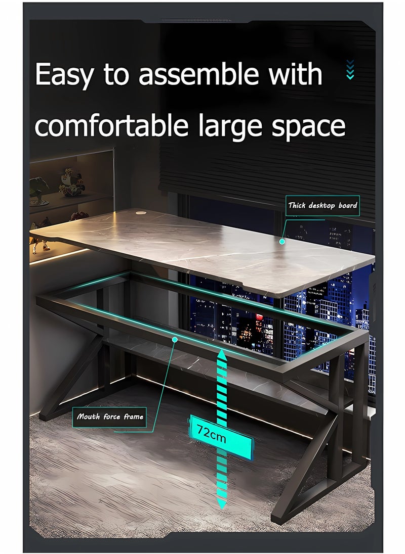 WEMART - Gaming Desk,Office Desk,Standing Desk,Home Office Desks,Corner Desk,Easy Assemble With Raised Shelf Black 140*60*72cm - Image 1