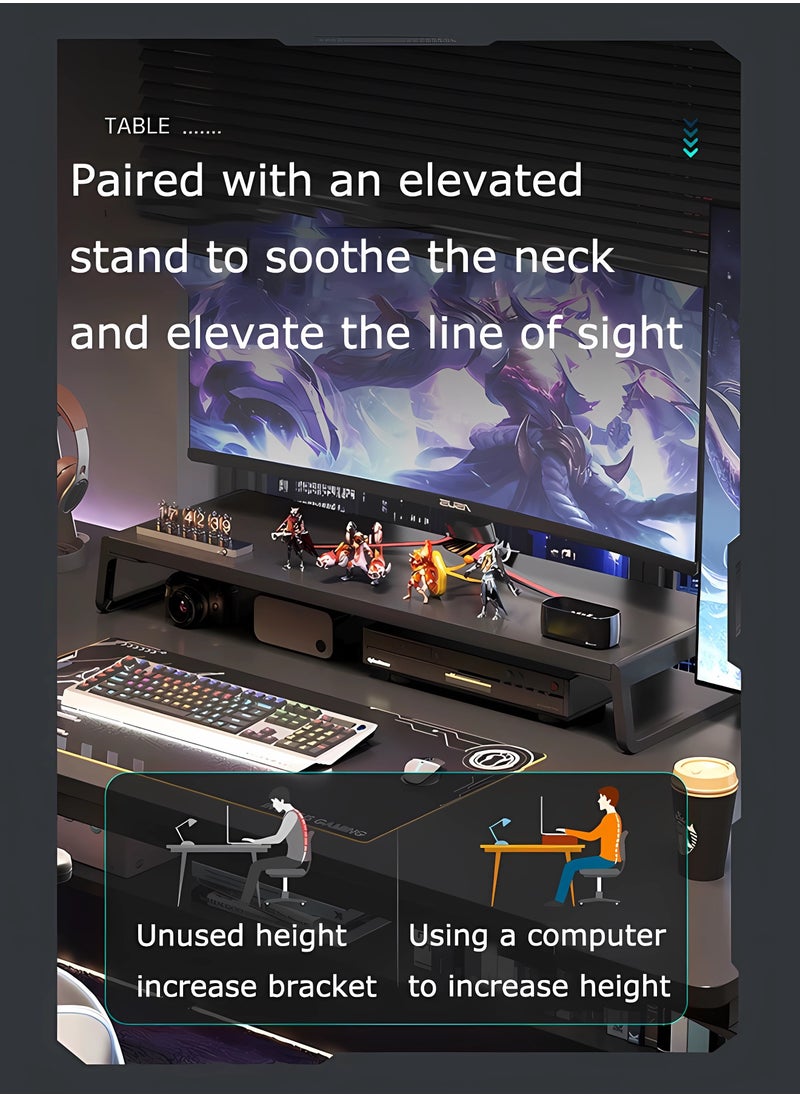 WEMART - Gaming Desk,Office Desk,Standing Desk,Home Office Desks,Corner Desk,Easy Assemble With Raised Shelf Black 140*60*72cm - Image 1