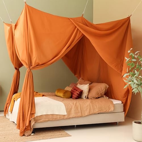 UB-STORE Caramel Bed Canopy for Queen and King-Sized Beds | Bedroom Decoration for Teens or Adults | Rectangular Shape Insect Netting | Mosquito Net in Multiple Colors and Sizes - Image 1
