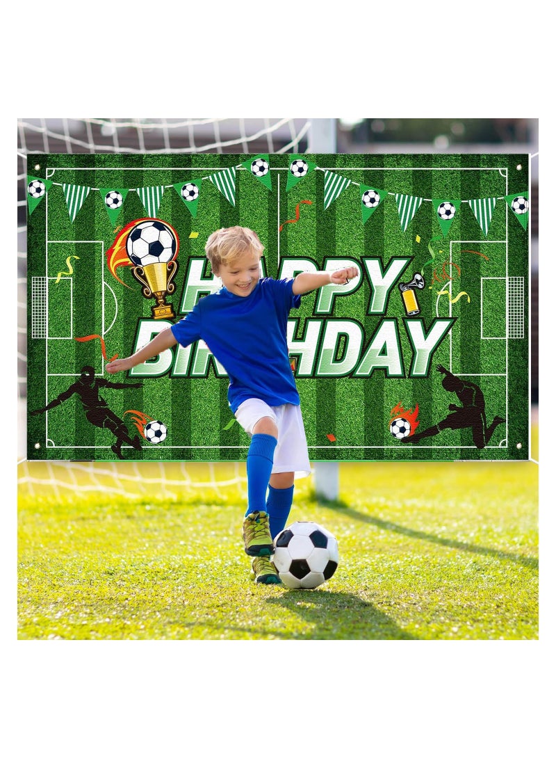 SOLARAE Soccer Birthday Party Backdrop Football Field Photo Background Soccer Theme Birthday Party Decorations Photo Booth Props for Boys Kids Cake Table Decorations, 210x150cm / 6.9x4.9 ft - Image 3