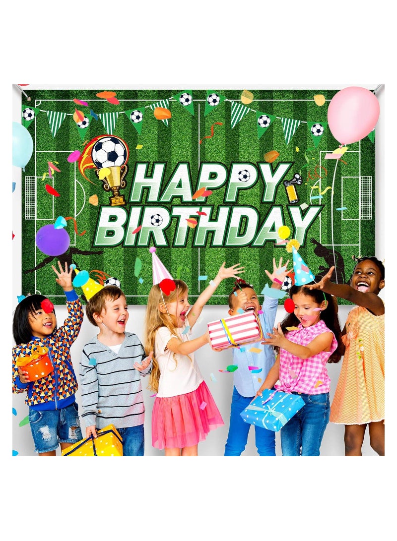 SOLARAE Soccer Birthday Party Backdrop Football Field Photo Background Soccer Theme Birthday Party Decorations Photo Booth Props for Boys Kids Cake Table Decorations, 210x150cm / 6.9x4.9 ft - Image 2