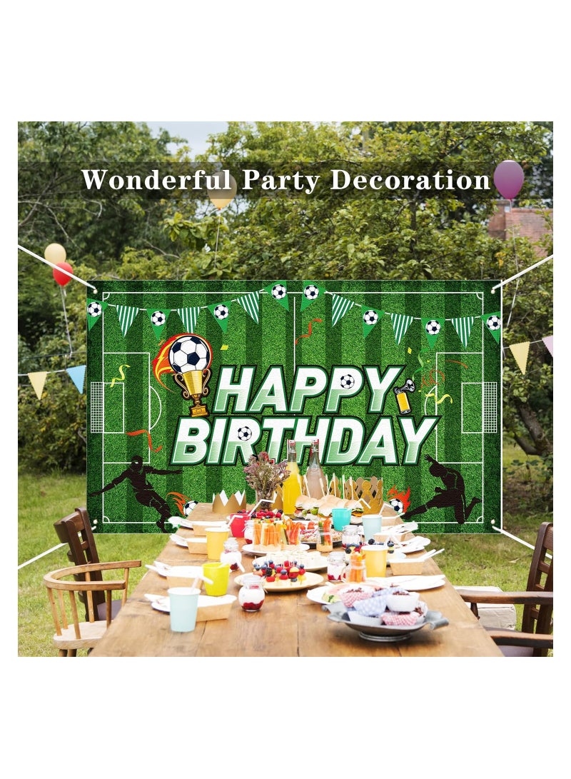 SOLARAE Soccer Birthday Party Backdrop Football Field Photo Background Soccer Theme Birthday Party Decorations Photo Booth Props for Boys Kids Cake Table Decorations, 210x150cm / 6.9x4.9 ft - Image 4