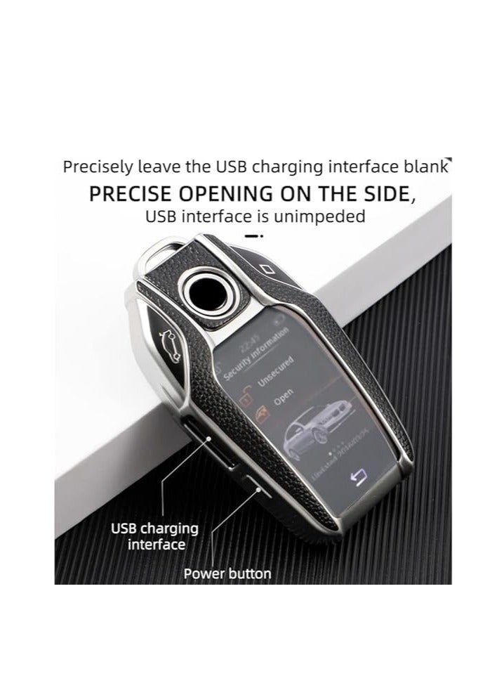 OUYoo For BMW LCD Screen Key Fob Cove,Soft TPU Key Fob Cover Case Compatible with BMW 5 Series 528Li 530Li 540Li G30 G31 6 Series GT G11 G12 7 Series 740 X3 G01 i8(Blue) - Image 3