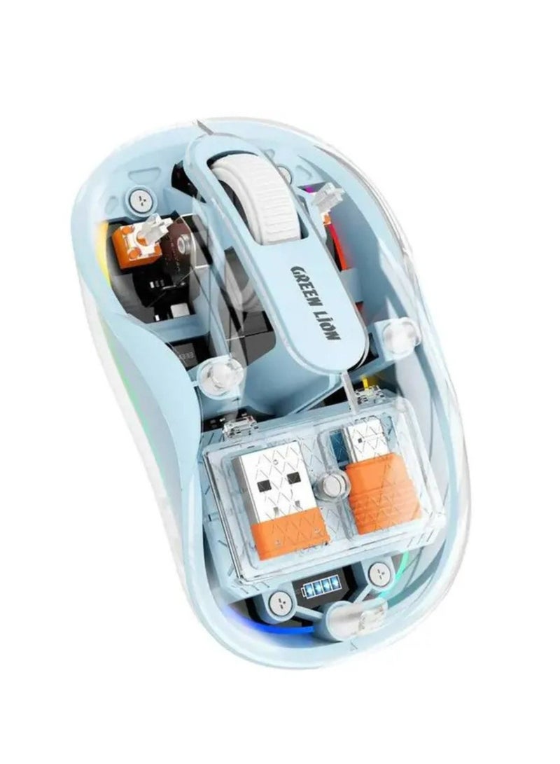 GREEN LION Wireless Turtle Mouse 2400DPI | Connect 3 Devices,10m Range, 2.4GHz USB-A/Type-C+BT1+BT2 Attend Mode, 3 Milion Times Clicking Life, 800-2400 Optical Resolution - Blue - Image 1