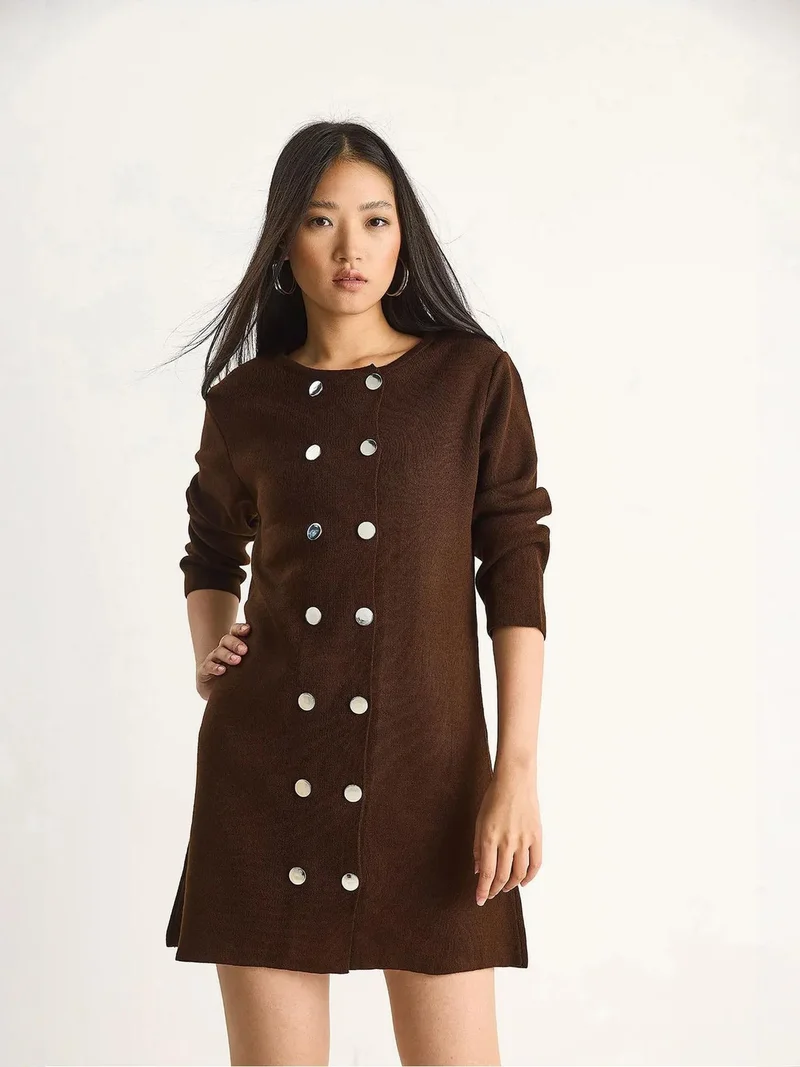 بيانكو لوتشي فستان قصير محبوك من لوتشي بأزرار