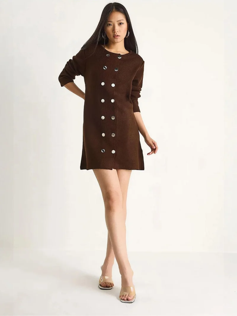 بيانكو لوتشي فستان قصير محبوك من لوتشي بأزرار