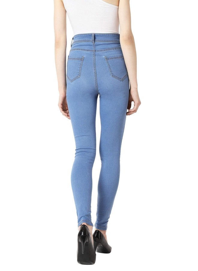 Miss Chase Women's Blue Skinny High Rise Denim Jeans (MCSS19DEN07-44-115-32, Blue, 32) - Image 4