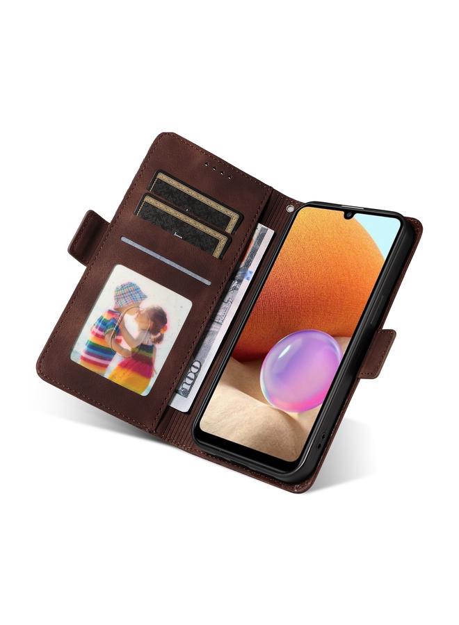 اس-توب جراب لهاتف Samsung Galaxy A32 4G EU مصنوع من الجلد المنقوش بنقشة معينية مرصعة بالنجوم - Image 4