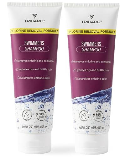 TRIHARD Chlorine Removal Swim Shampoo, Cleanse and Hydrate Hair from Pool and Ocean, Post Swim Chlorine and Hard Water Hair Protection (Pack of 2) - Image 1