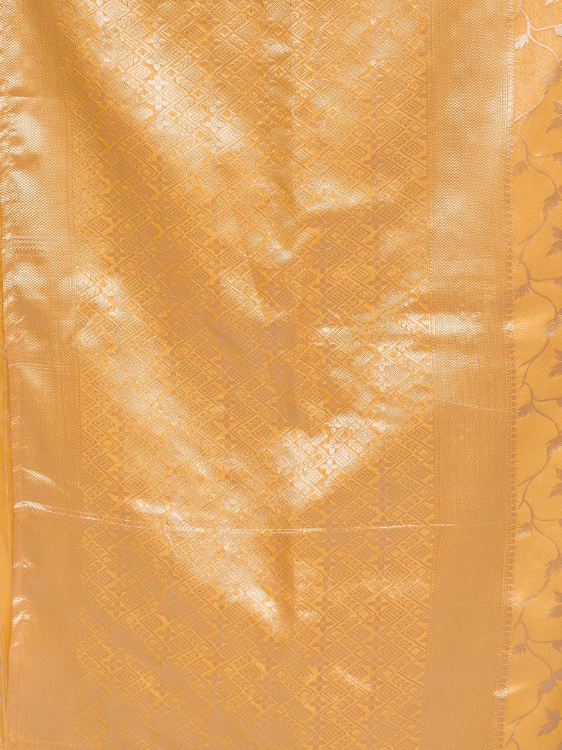 Satrani Women's Silk Blend Weaving Saree with Unstitched Blouse Piece (4088S215N_Light Yellow) - Image 5