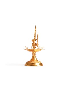 Bhimonee Decor Bhimonee Decor Pure Brass Golden Polish Electric 1 Layered Table Lights Diya 45 inches Brass Pack of 1 Pair  - Image 4