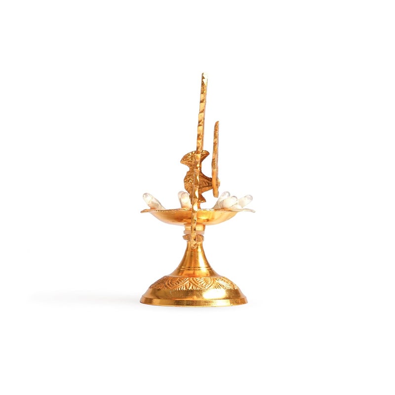 Bhimonee Decor Bhimonee Decor Pure Brass Golden Polish Electric 1 Layered Table Lights Diya 45 inches Brass Pack of 1 Pair - Image 4