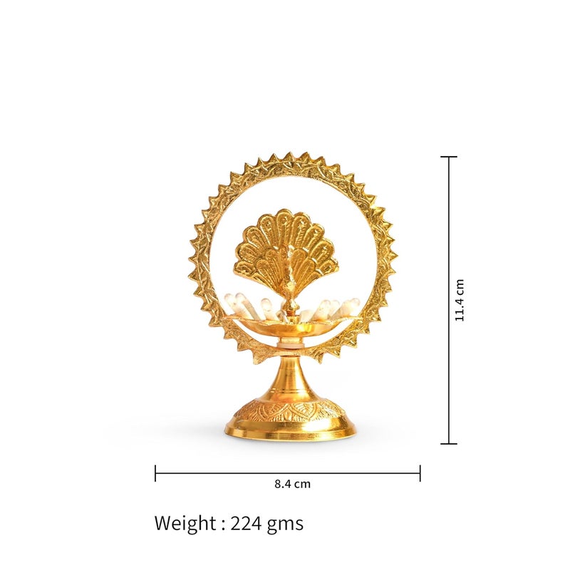 Bhimonee Decor Bhimonee Decor Pure Brass Golden Polish Electric 1 Layered Table Lights Diya 45 inches Brass Pack of 1 Pair - Image 3