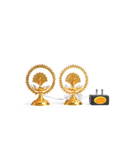 Bhimonee Decor Bhimonee Decor Pure Brass Golden Polish Electric 1 Layered Table Lights Diya 45 inches Brass Pack of 1 Pair  - Image 2