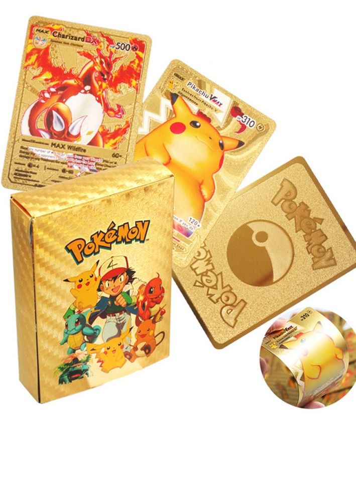 55 Pack Pokemon Metal Cards Vmax Gx Energy Card Series Rare Battle Trainer Kids Cards Special Custom Collection Cards  - Image 1
