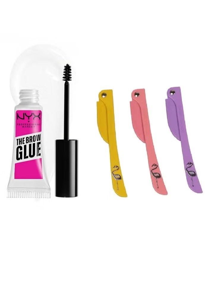 Flamingo The Brow Glow Professional Makeup Eyebrow Gel with Flamingo Blades for Facial Hair Removal - Image 2