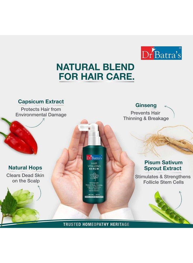 Dr Batra's Hair Vitalizing Serum Enriched With Vitamins Amino Acids Ginseng & Capsicum Strengthens Hair Follicles Scalp Blood Circulation Nourishment Providing Gloss (125Ml Pack Of 2) - Image 5