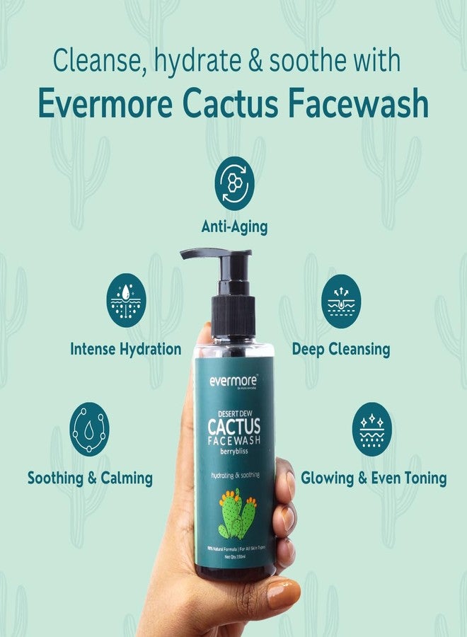EVERMORE غسول الوجه المرطب اللطيف من إيفرمور (عبوتان) لجميع أنواع البشرة | منظف يومي خالٍ من الكبريتات للبشرة الجافة والحساسة مع خلاصة الصبار والتوت | للنساء والرجال | 150 مل لكل عبوة - Image 2