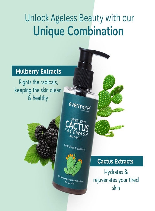 EVERMORE غسول الوجه المرطب اللطيف من إيفرمور (عبوتان) لجميع أنواع البشرة | منظف يومي خالٍ من الكبريتات للبشرة الجافة والحساسة مع خلاصة الصبار والتوت | للنساء والرجال | 150 مل لكل عبوة - Image 3