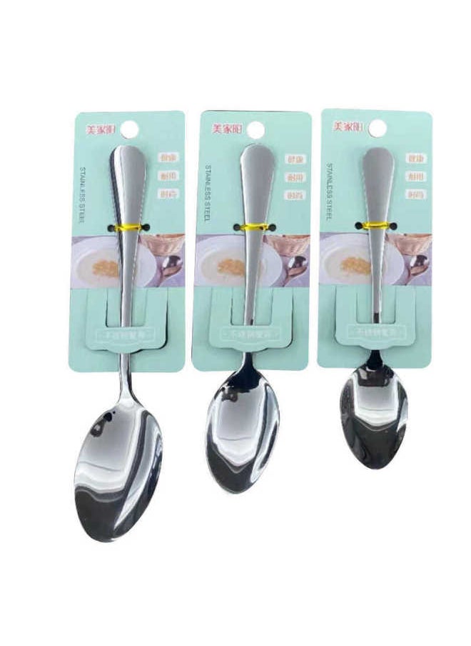 Generic - Thickened Stainless Steel Soup Spoon Home Use Dinnerware Child Feeding Western Food Spoon Long Handle Stirring Spoon Dessert Spoon-Specifications:Medium No. 2 Pointed - Image 1