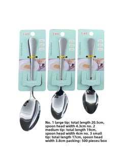 Thickened Stainless Steel Soup Spoon Home Use Dinnerware Child Feeding Western Food Spoon Long Handle Stirring Spoon Dessert Spoon-Specifications:Medium No. 2 Pointed