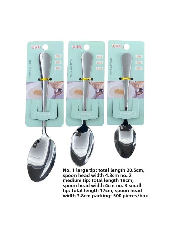 Generic - Thickened Stainless Steel Soup Spoon Home Use Dinnerware Child Feeding Western Food Spoon Long Handle Stirring Spoon Dessert Spoon-Specifications:Medium No. 2 Pointed - Image 1