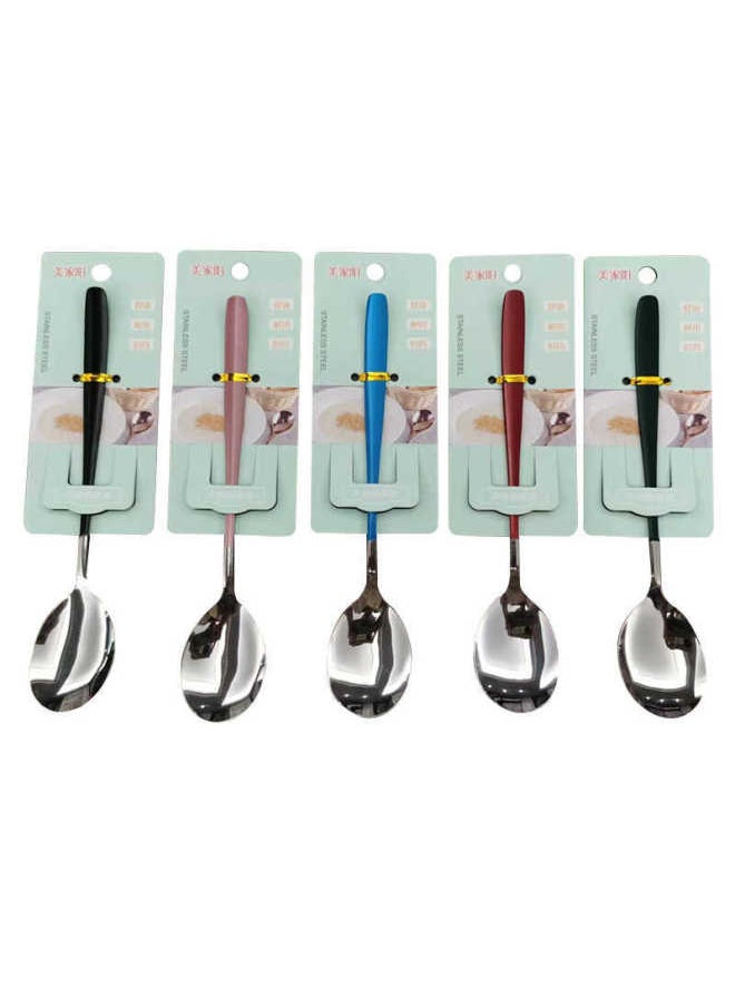 Generic - Thickened Stainless Steel Soup Spoon Home Use Dinnerware Child Feeding Western Food Spoon Long Handle Stirring Spoon Dessert Spoon-Specifications:Medium No. 2 Pointed - Image 1