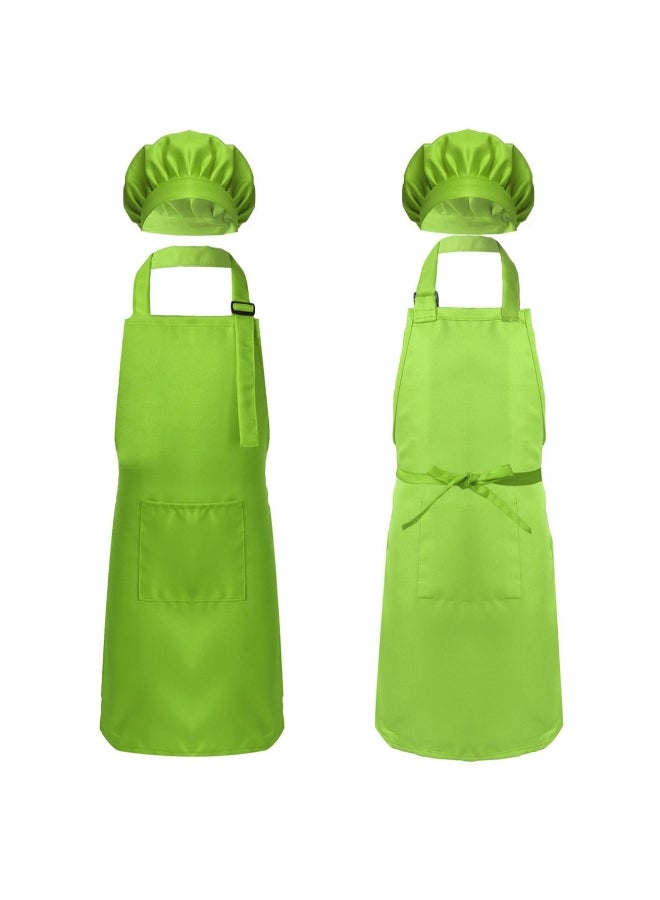 Kids Apron and Chef Hat Set Children's Adjustable Bib Apron Cute Boys Girls Kitchen Apron for Cooking Baking Painting Training Wear