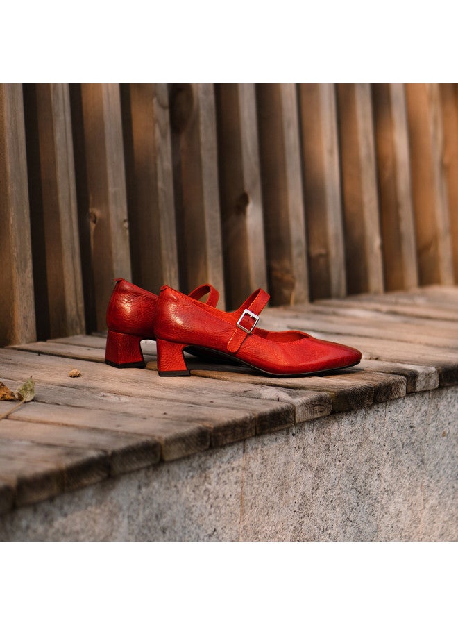 AME Ancient Grain Washed Horsehide Premium Minimalist Mary Jane Shoes 2025 One-strap Versatile Mid-heel Pumps For Women - Image 2